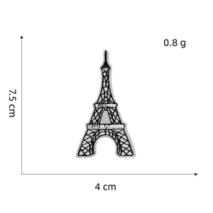 Eiffel Tower embroidered patch detail with dimensions 7.5cm by 4cm and light weight