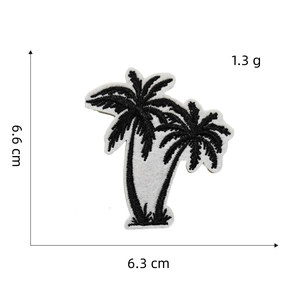 Minimalist black and white palm tree embroidery patch for clothing DIY accessories