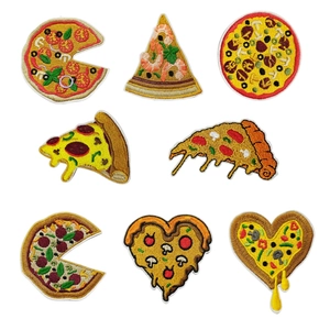Pizza Embroidery Patch Cartoon Food DIY Iron On Patch For Clothing Bags Apparel Sewing Decoration Embroidery Applique