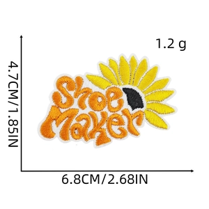 Embroidered sunflower patch with Shoemaker lettering for clothing DIY decoration