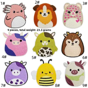 Set di 9 toppe ricamate con animali dei cartoni animati tra cui mucca e ape per cappelli