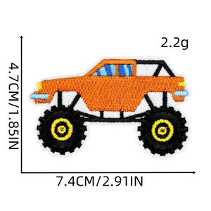 Parche bordado de camión monstruo naranja para decoración de ropa infantil