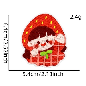 Embroidered strawberry snail girl patch for clothing accessories with dimensions