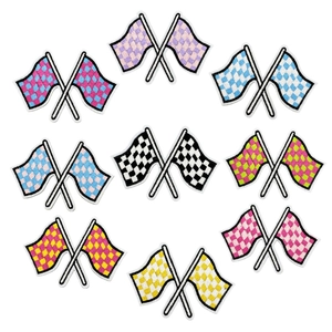 Checkered Racing Flag Embroidered Patch Iron On Applique For Clothing DIY Decoration Sporty Cross Flags Sewing Accessory