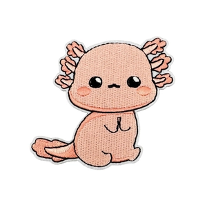 Cute pink axolotl dinosaur embroidered iron-on patch for children's clothing decor