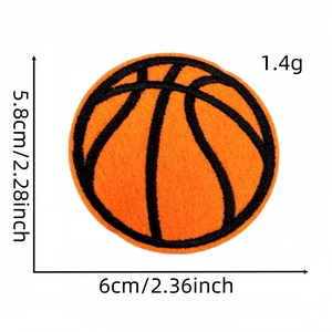 Écusson brodé de basket-ball orange thermocollant pour décoration de vêtements