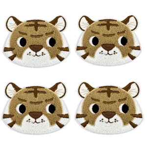 Set of 4 cartoon tiger chenille embroidery patches for DIY clothing decoration