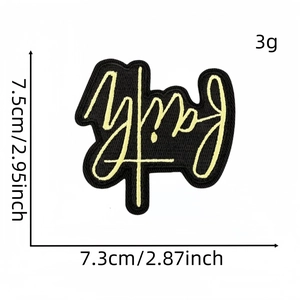 Faith letter gold embroidered iron on patch for clothing decoration and repair