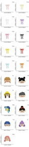 Detailed size and weight specifications for various colorful embroidered cartoon patches