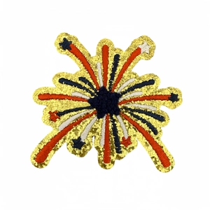 Patch brodé feu d'artifice avec paillettes dorées et étoiles patriotiques pour vêtements
