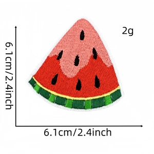 Embroidered watermelon fruit patch for clothing, 6.1cm iron on red sequin applique patch