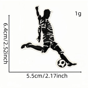 Cartoon soccer player embroidery patch for clothing decoration with size dimensions