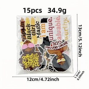 15pcs Black Girl Magic embroidered iron-on patches set for clothing accessories