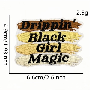 Black Girl Magic embroidered patch with Drippin letters for iron-on clothing accessories