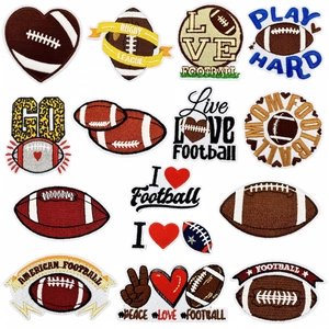 Rugby American Football Theme Embroidery Iron On Patches For Clothing Bags DIY Decorative Sports Applique Badges Set