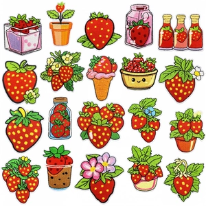 Strawberry Cartoon Embroidery Patches Iron On Fruit Appliques For Clothing Decoration DIY Repair Assorted Styles