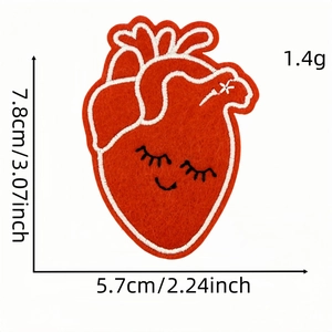 Cute cartoon heart organ embroidery patch with smiling face for medical staff apparel