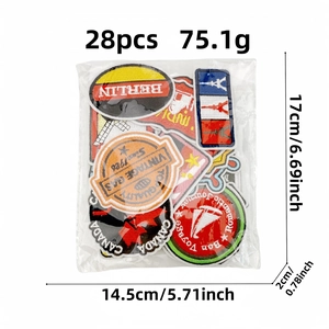 Set of 28 assorted world travel destination embroidery patches for clothing and bags