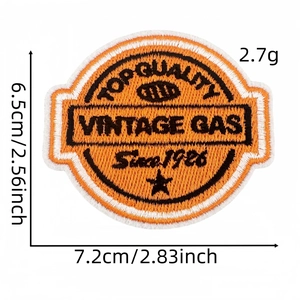 Vintage orange GAS embroidery patch for clothes and bags with TOP QUALITY lettering
