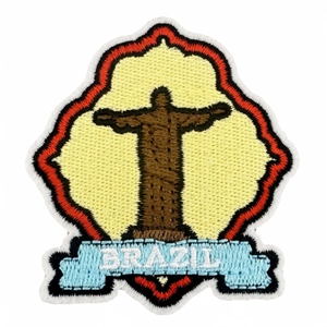 Detailed Brazil embroidery patch featuring Christ the Redeemer for clothing and bags