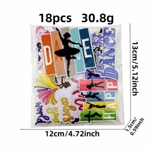 18pcs Ballet Girl and Dance Slogan Embroidered Patches Set for DIY Clothes Iron-on