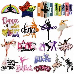 Ballet Girl Embroidery Patches Set Dance Theme Iron On Appliques For Clothing Backpack DIY Decorative Embroidered Patches
