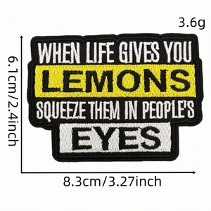Embroidered math pun patch with black base and yellow text for clothes and bags