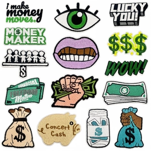 Money Dollar Sign Embroidered Patches Wealth Theme Banknote Decorative Iron On Applique For Clothing Backpacks Jackets DIY Accessories