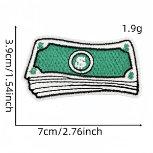 Creative dollar bill embroidered patch for clothing decoration with 3.9x7cm dimensions