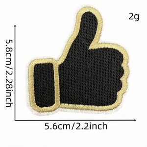 Embroidered black and gold thumbs up iron-on patch for graduation gifts 5.8cm size