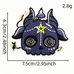 Gothic skull graffiti embroidered patch for Halloween clothing with detailed monster design
