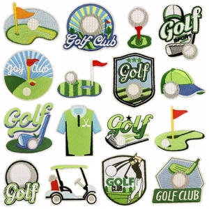 Embroidered Golf Club Patches For Clothes Polyester Sport Iron On Embroidery Badges For DIY Jackets Hats Apparel Decoration