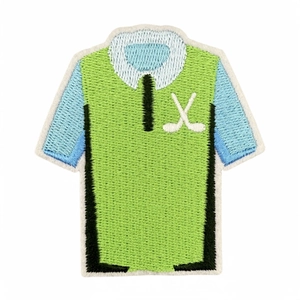 Embroidered green golf polo shirt iron-on patch for creative DIY clothing decoration
