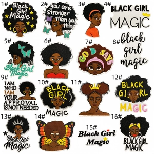 Détails de seize écussons brodés Black Girl Magic avec des coutures vives pour la décoration