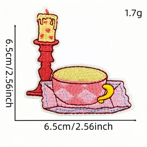 Pink cartoon bear and vintage teacup embroidered patch for clothing decoration