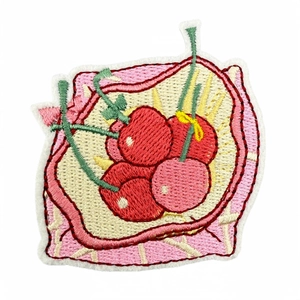 Cute pink cartoon bear cherry embroidery patch for DIY clothing and accessories decor