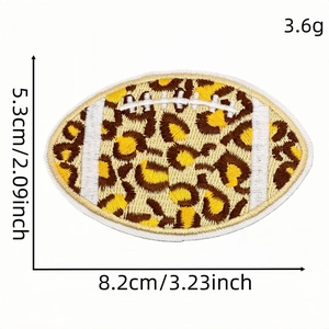 Leopard print rugby ball embroidery patch with professional stitching for DIY clothing
