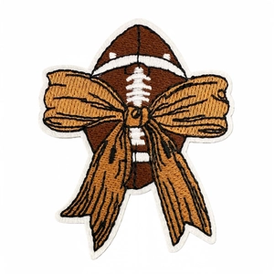 Fashionable American football embroidery patch with leopard bow tie decorative badge