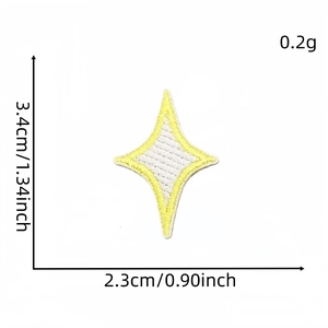 Star-shaped diamond embroidery patch in yellow and white, size 3.4cm for garment decoration