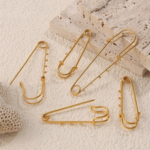 Broche épingle de nourrice dorée minimaliste avec boucles pour la création de bijoux