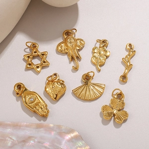 Accesorios de Colgantes DIY de Acero Inoxidable Chapado en Oro de 18K Mano de Fátima Elefante Hexagrama Trébol Dijes Mujer