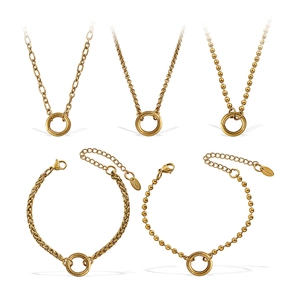 5er-Set aus 18K vergoldeten Edelstahlketten und Armbändern mit stabilen Federverschlüssen