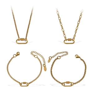 Ensemble de bijoux industriels en acier inoxydable doré avec fermoirs mousquetons