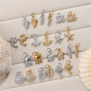 Exquisite Stainless Steel Marine Ocean Theme DIY Pendant Charms With Rhinestone Starfish Coconut Tree For Jewelry Making