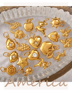 Collection de mini pendentifs DIY en acier inoxydable plaqué or 18 carats variés