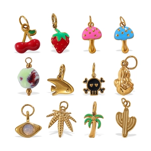 Collection de pendentifs DIY en acier inoxydable plaqué or 18 carats avec émail varié