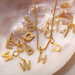 18K Gold Plated Stainless Steel 26 Alphabet Rhinestone Pendants For DIY Necklace Jewelry Making Personalized Letter Charm