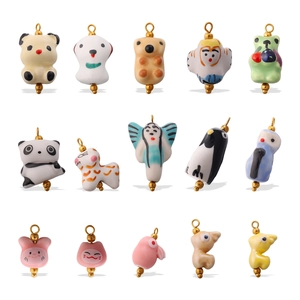 Set of 15 handcrafted ceramic animal beads for DIY bracelets and creative phone charms