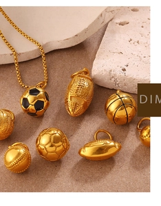 Detailed view of golden sports-themed charms including soccer and basketball for DIY jewelry