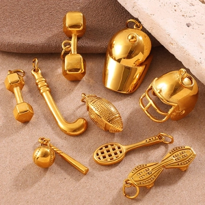 Golden vintage sports theme metal charms for DIY bracelets and necklaces with glossy finish